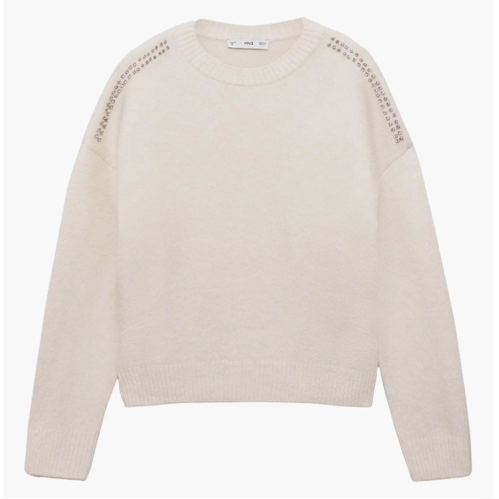NWOT: Mango Sweater with Jewel Shoulder Details, Size Medium